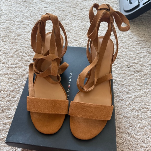 Tommy Hilfiger Women's Brown Suede Lace-Up Sandals - Picture 1 of 3